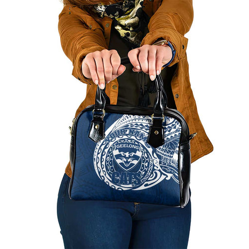 Personalized Geelong Cats Polynesian Shoulder Handbag Tribal Chest and Sleeve Tattoo Heritage Warrior