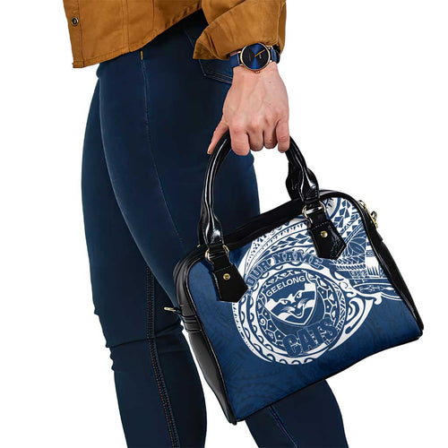 Personalized Geelong Cats Polynesian Shoulder Handbag Tribal Chest and Sleeve Tattoo Heritage Warrior