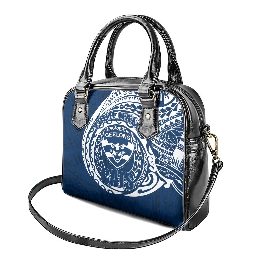 Personalized Geelong Cats Polynesian Shoulder Handbag Tribal Chest and Sleeve Tattoo Heritage Warrior