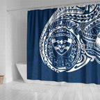 Personalized Geelong Cats Polynesian Shower Curtain Tribal Chest and Sleeve Tattoo Heritage Warrior
