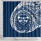 Personalized Geelong Cats Polynesian Shower Curtain Tribal Chest and Sleeve Tattoo Heritage Warrior