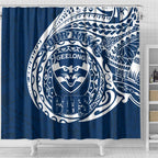 Personalized Geelong Cats Polynesian Shower Curtain Tribal Chest and Sleeve Tattoo Heritage Warrior