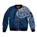 Personalized Geelong Cats Polynesian Sleeve Zip Bomber Jacket Tribal Chest and Sleeve Tattoo Heritage Warrior