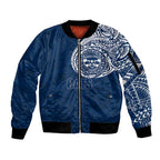 Personalized Geelong Cats Polynesian Sleeve Zip Bomber Jacket Tribal Chest and Sleeve Tattoo Heritage Warrior