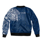Personalized Geelong Cats Polynesian Sleeve Zip Bomber Jacket Tribal Chest and Sleeve Tattoo Heritage Warrior