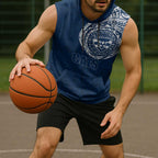 Personalized Geelong Cats Polynesian Sleeveless Hoodie Tribal Chest and Sleeve Tattoo Heritage Warrior