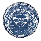 Personalized Geelong Cats Polynesian Spare Tire Cover Tribal Chest and Sleeve Tattoo Heritage Warrior