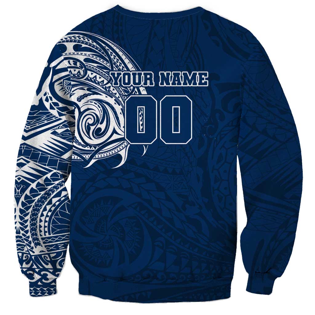 Personalized Geelong Cats Polynesian Sweatshirt Tribal Chest and Sleeve Tattoo Heritage Warrior