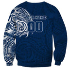 Personalized Geelong Cats Polynesian Sweatshirt Tribal Chest and Sleeve Tattoo Heritage Warrior