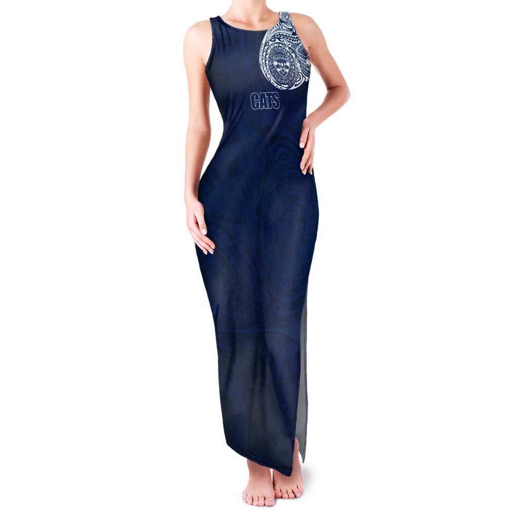Personalized Geelong Cats Polynesian Tank Maxi Dress Tribal Chest and Sleeve Tattoo Heritage Warrior