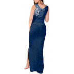 Personalized Geelong Cats Polynesian Tank Maxi Dress Tribal Chest and Sleeve Tattoo Heritage Warrior