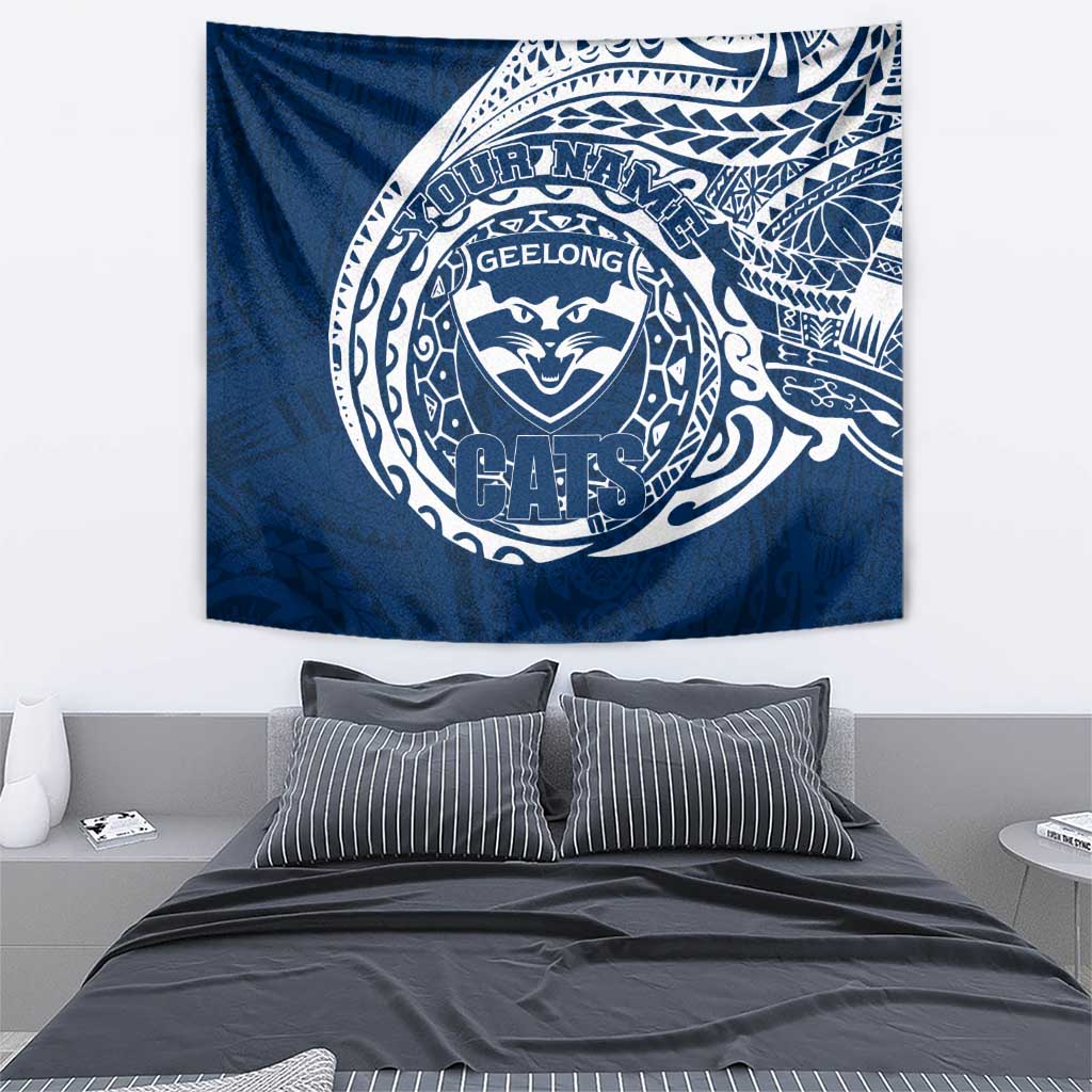 Personalized Geelong Cats Polynesian Tapestry Tribal Chest and Sleeve Tattoo Heritage Warrior