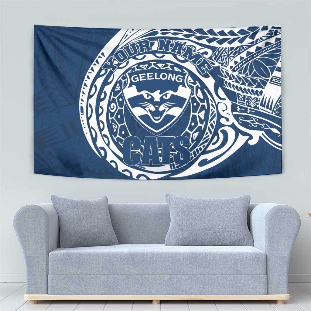 Personalized Geelong Cats Polynesian Tapestry Tribal Chest and Sleeve Tattoo Heritage Warrior