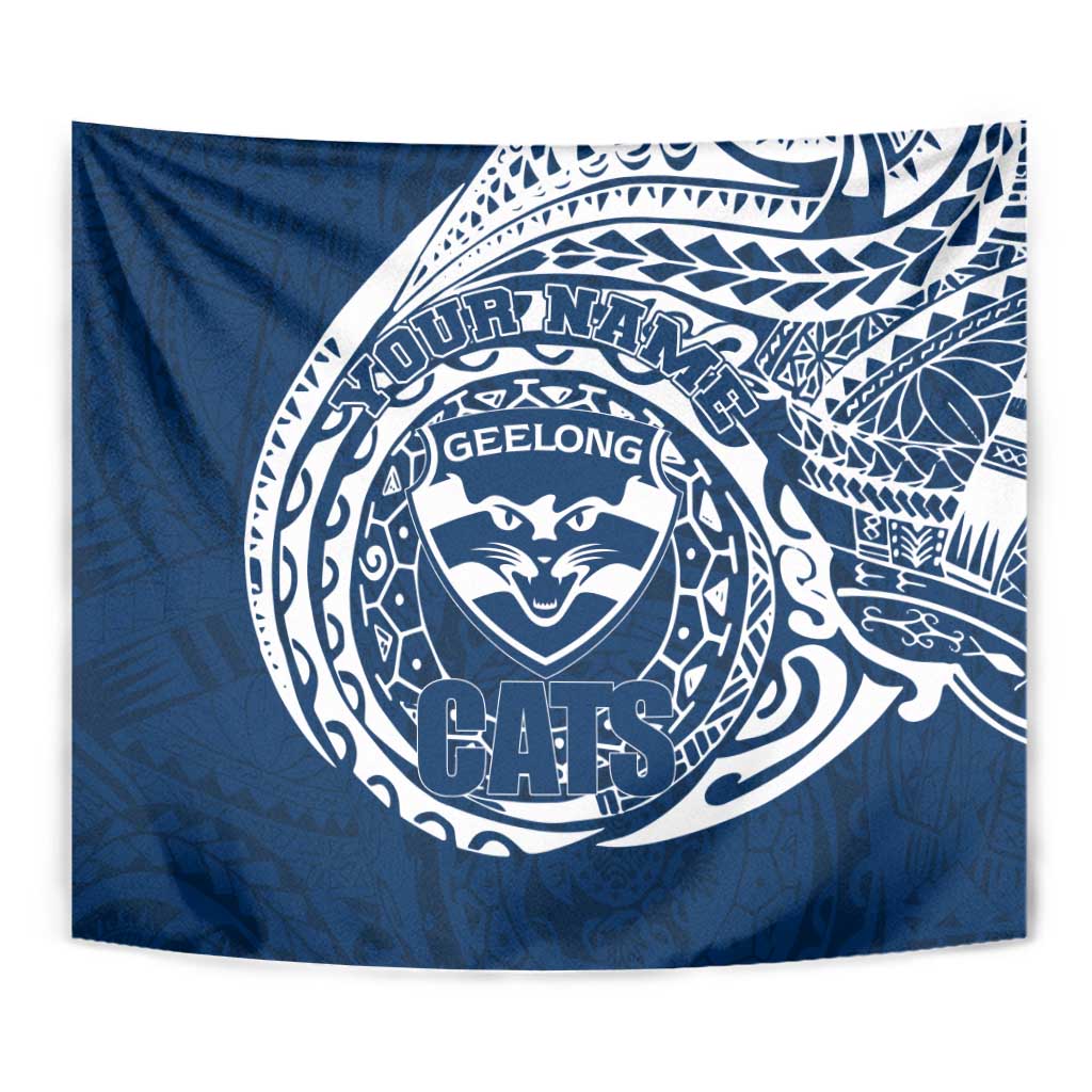Personalized Geelong Cats Polynesian Tapestry Tribal Chest and Sleeve Tattoo Heritage Warrior
