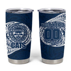 Personalized Geelong Cats Polynesian Tumbler Cup Tribal Chest and Sleeve Tattoo Heritage Warrior