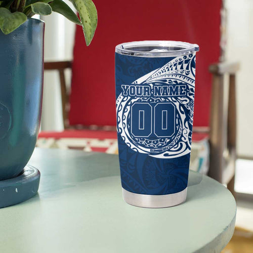 Personalized Geelong Cats Polynesian Tumbler Cup Tribal Chest and Sleeve Tattoo Heritage Warrior