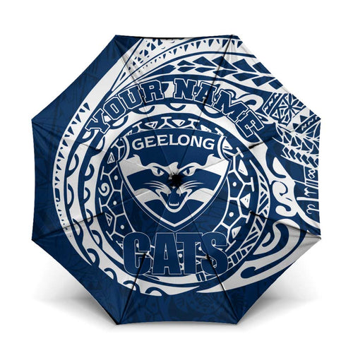 Personalized Geelong Cats Polynesian Umbrella Tribal Chest and Sleeve Tattoo Heritage Warrior