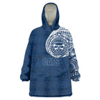 Personalized Geelong Cats Polynesian Wearable Blanket Hoodie Tribal Chest and Sleeve Tattoo Heritage Warrior