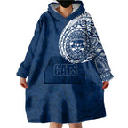 Personalized Geelong Cats Polynesian Wearable Blanket Hoodie Tribal Chest and Sleeve Tattoo Heritage Warrior
