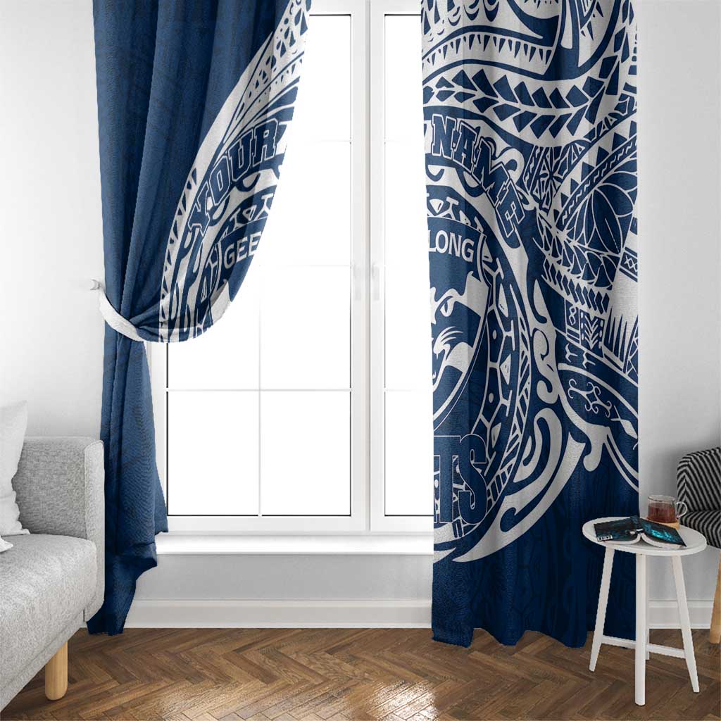 Personalized Geelong Cats Polynesian Window Curtain Tribal Chest and Sleeve Tattoo Heritage Warrior