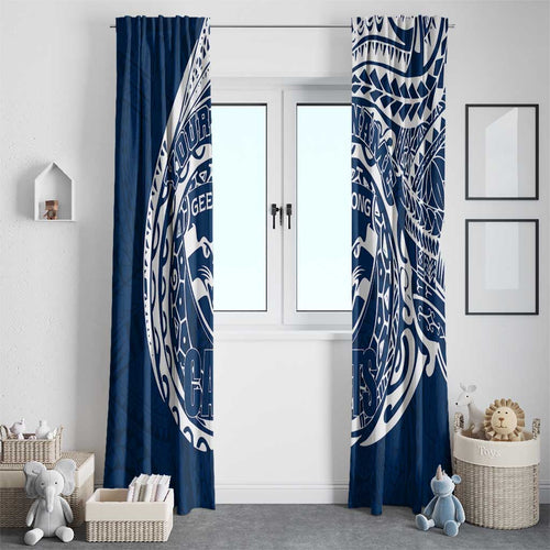 Personalized Geelong Cats Polynesian Window Curtain Tribal Chest and Sleeve Tattoo Heritage Warrior