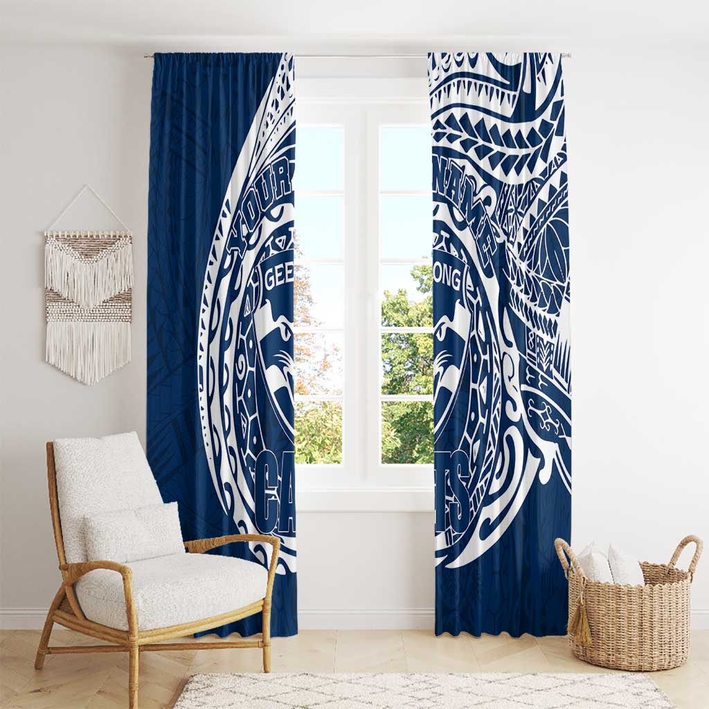 Personalized Geelong Cats Polynesian Window Curtain Tribal Chest and Sleeve Tattoo Heritage Warrior