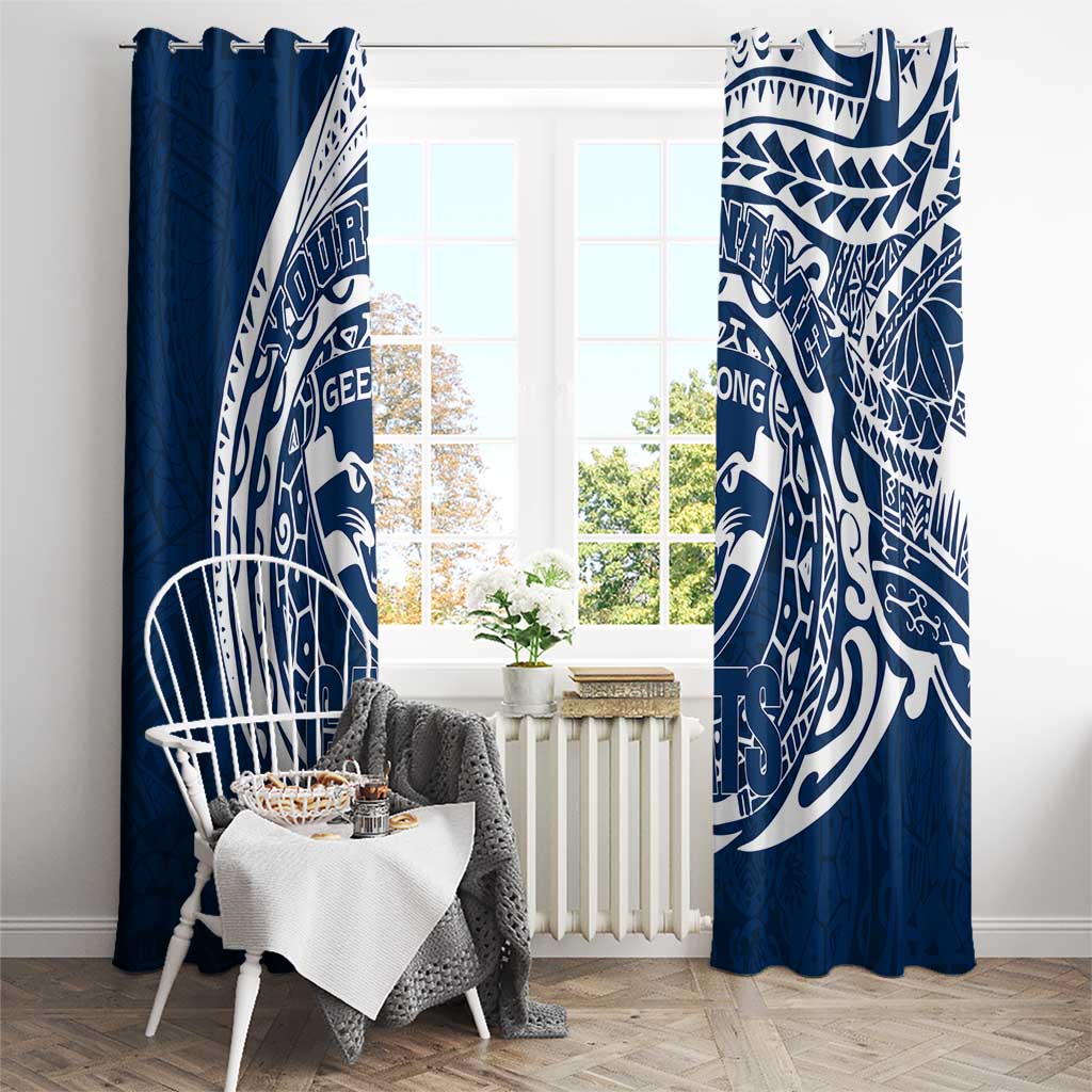 Personalized Geelong Cats Polynesian Window Curtain Tribal Chest and Sleeve Tattoo Heritage Warrior