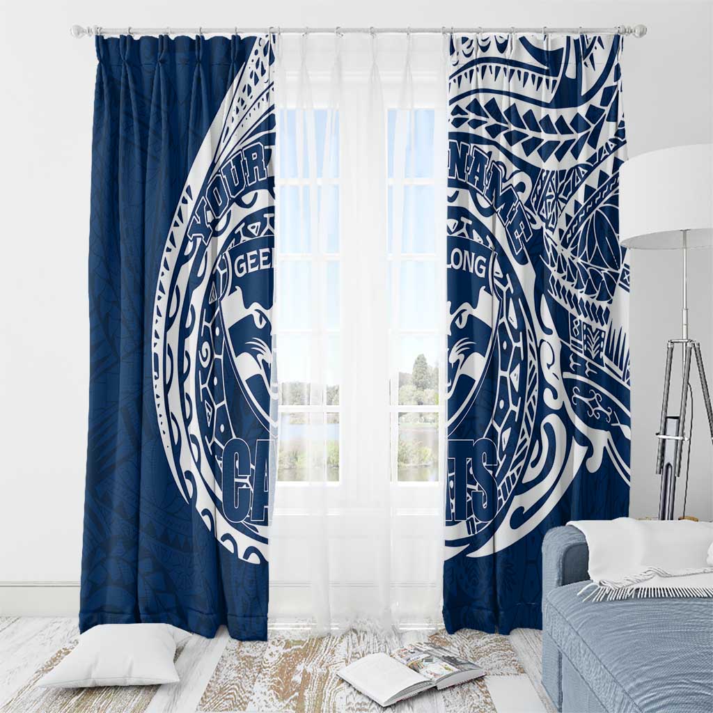 Personalized Geelong Cats Polynesian Window Curtain Tribal Chest and Sleeve Tattoo Heritage Warrior