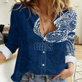 Personalized Geelong Cats Polynesian Women Casual Shirt Tribal Chest and Sleeve Tattoo Heritage Warrior