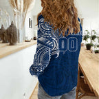Personalized Geelong Cats Polynesian Women Casual Shirt Tribal Chest and Sleeve Tattoo Heritage Warrior