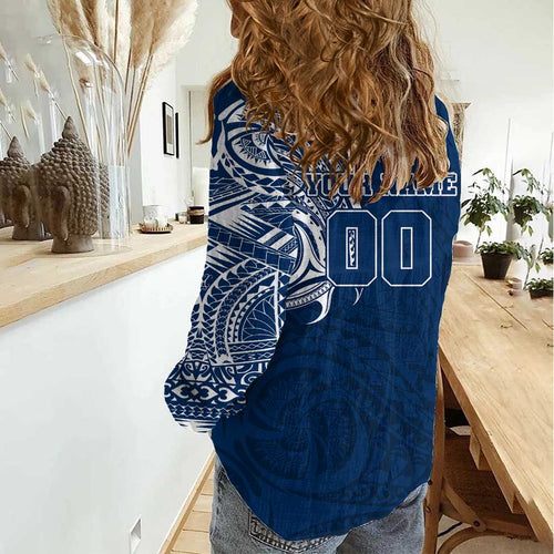 Personalized Geelong Cats Polynesian Women Casual Shirt Tribal Chest and Sleeve Tattoo Heritage Warrior
