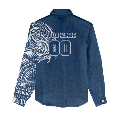 Personalized Geelong Cats Polynesian Women Casual Shirt Tribal Chest and Sleeve Tattoo Heritage Warrior