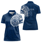 Personalized Geelong Cats Polynesian Women Polo Shirt Tribal Chest and Sleeve Tattoo Heritage Warrior
