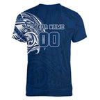 Personalized Geelong Cats Polynesian Women V-Neck T-Shirt Tribal Chest and Sleeve Tattoo Heritage Warrior