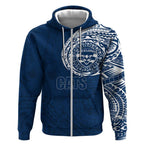 Personalized Geelong Cats Polynesian Zip Hoodie Tribal Chest and Sleeve Tattoo Heritage Warrior