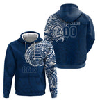 Personalized Geelong Cats Polynesian Zip Hoodie Tribal Chest and Sleeve Tattoo Heritage Warrior