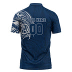 Personalized Geelong Cats Polynesian Zipper Polo Shirt Tribal Chest and Sleeve Tattoo Heritage Warrior