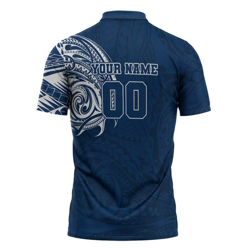 Personalized Geelong Cats Polynesian Zipper Polo Shirt Tribal Chest and Sleeve Tattoo Heritage Warrior
