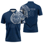 Personalized Geelong Cats Polynesian Zipper Polo Shirt Tribal Chest and Sleeve Tattoo Heritage Warrior