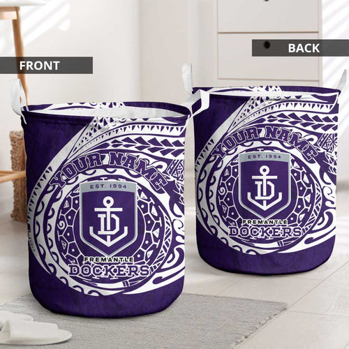 Personalized Fremantle Dockers Polynesian Laundry Basket Tribal Chest and Sleeve Tattoo Heritage Warrior
