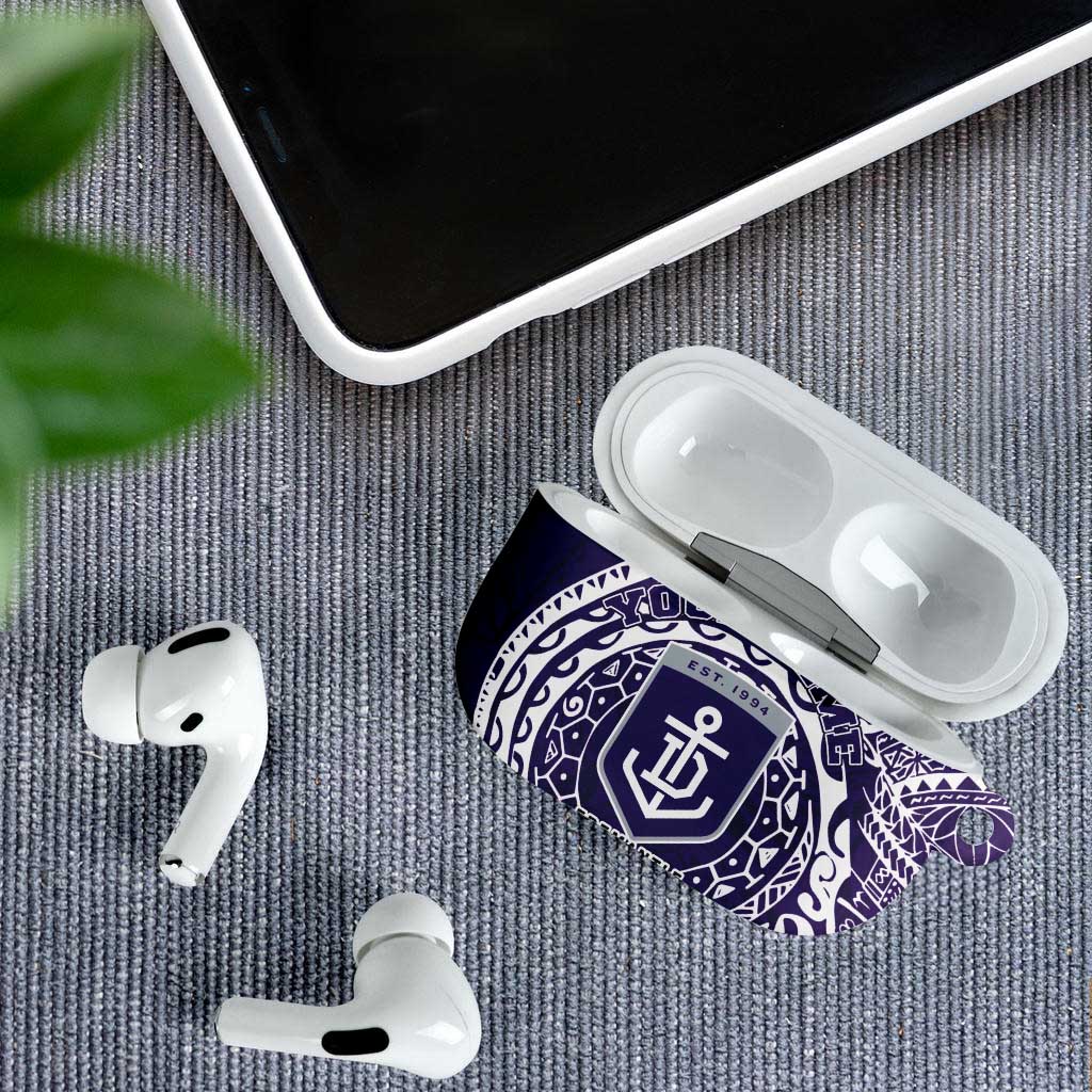 Personalized Fremantle Dockers Polynesian AirPods Case Tribal Chest and Sleeve Tattoo Heritage Warrior