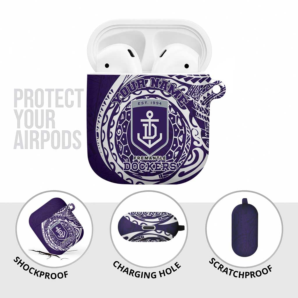 Personalized Fremantle Dockers Polynesian AirPods Case Tribal Chest and Sleeve Tattoo Heritage Warrior