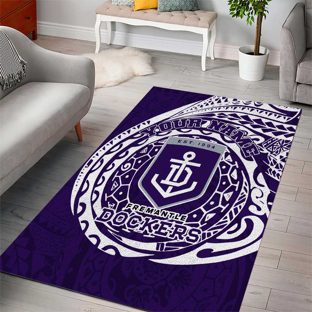 Personalized Fremantle Dockers Polynesian Area Rug Tribal Chest and Sleeve Tattoo Heritage Warrior
