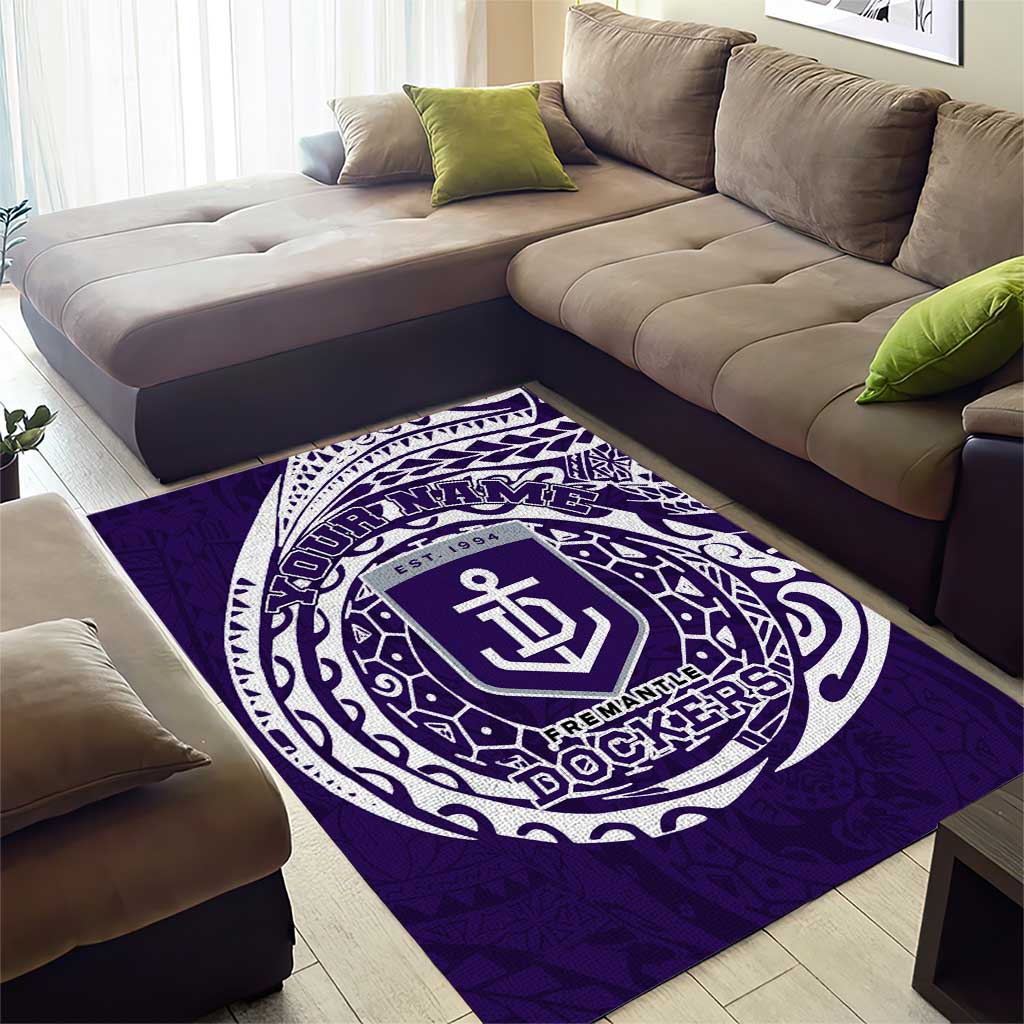 Personalized Fremantle Dockers Polynesian Area Rug Tribal Chest and Sleeve Tattoo Heritage Warrior