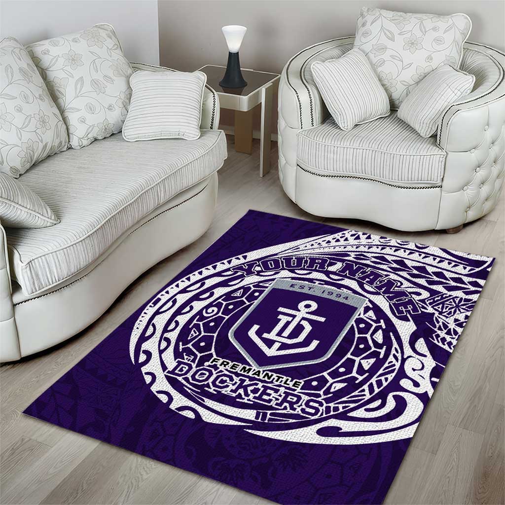 Personalized Fremantle Dockers Polynesian Area Rug Tribal Chest and Sleeve Tattoo Heritage Warrior