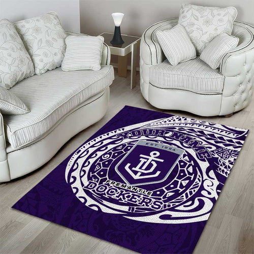 Personalized Fremantle Dockers Polynesian Area Rug Tribal Chest and Sleeve Tattoo Heritage Warrior