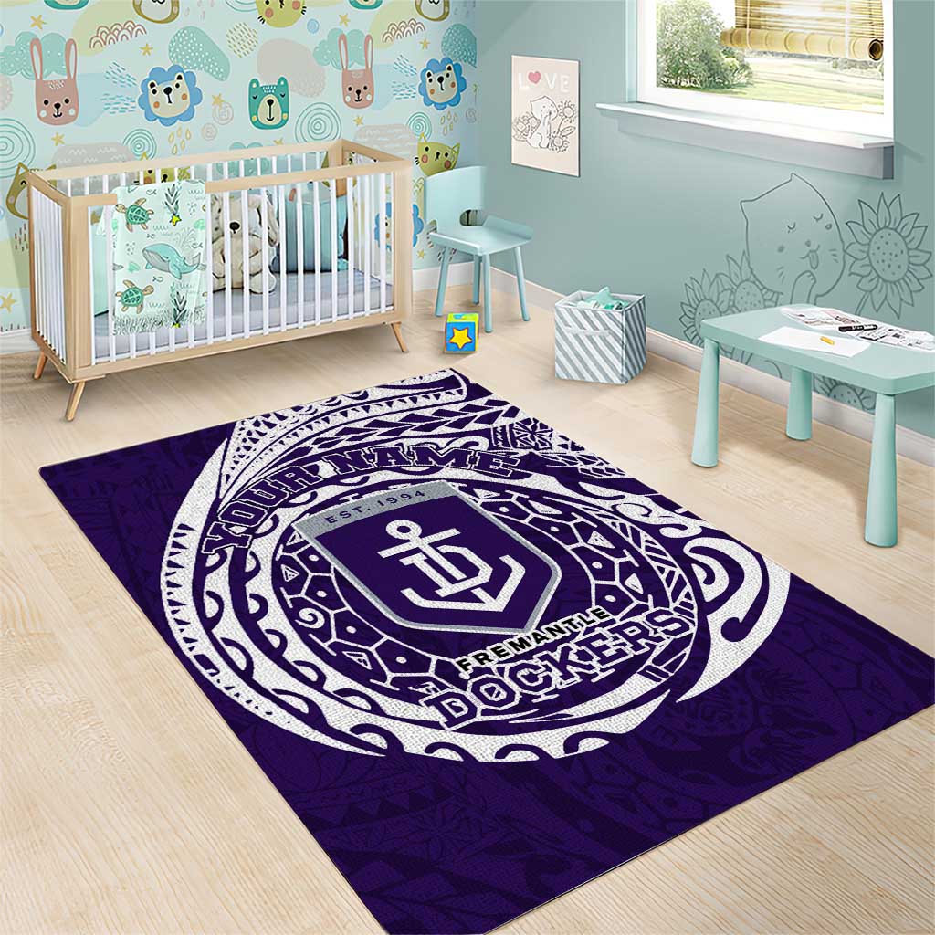 Personalized Fremantle Dockers Polynesian Area Rug Tribal Chest and Sleeve Tattoo Heritage Warrior