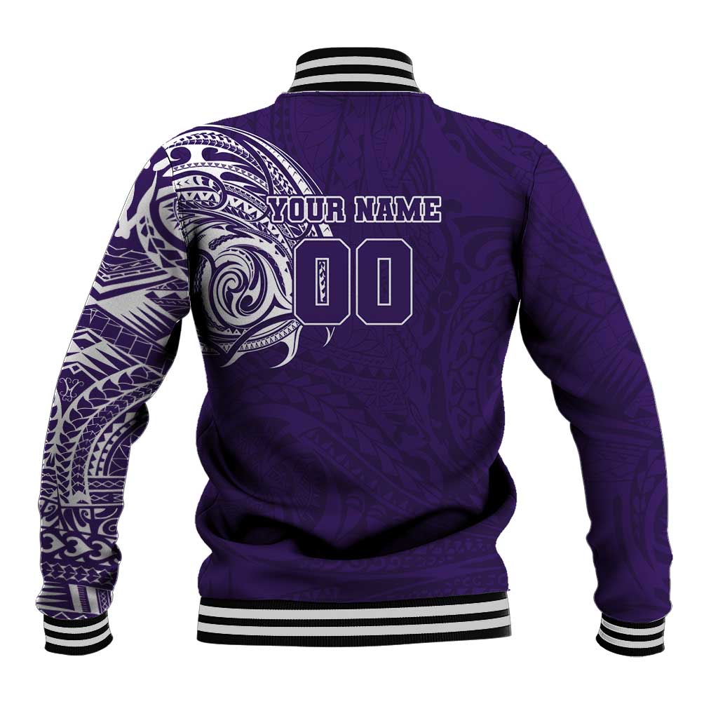Personalized Fremantle Dockers Polynesian Baseball Jacket Tribal Chest and Sleeve Tattoo Heritage Warrior