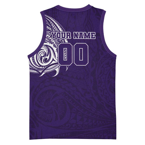 Personalized Fremantle Dockers Polynesian Basketball Jersey Tribal Chest and Sleeve Tattoo Heritage Warrior