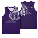 Personalized Fremantle Dockers Polynesian Basketball Jersey Tribal Chest and Sleeve Tattoo Heritage Warrior